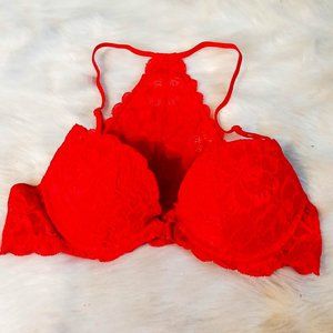 PINK Victoria's Secret Red Lace Bra Front Closure